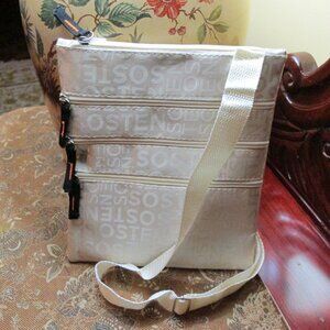 Crossbody Cream Pouch with Word Detail